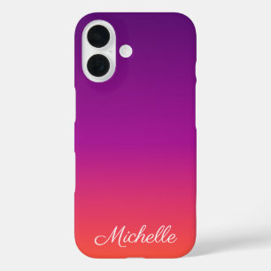Coque Pour iPhone 16 dégradé violet, rose et orange foncé