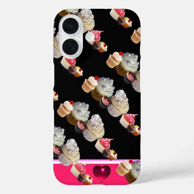Coques Case-Mate iPhone DÉLICIEUX CUPCAKES DESERT SHOP, Rose, Fuchsia Blan (Verso)