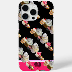 Coque iPhone 15 Pro Max DÉLICIEUX CUPCAKES DESERT SHOP, Rose, Fuchsia Blan