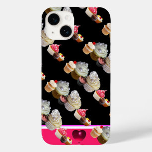 Coques Pour iPhone DÉLICIEUX CUPCAKES DESERT SHOP, Rose, Fuchsia Blan