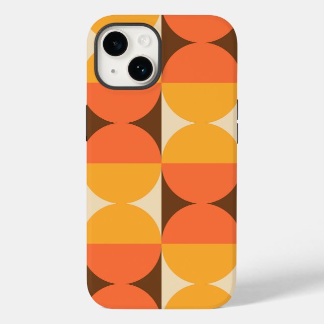 Coques Case-Mate iPhone Demi-Carré géométrique rétro et Motif circulaire (Verso)