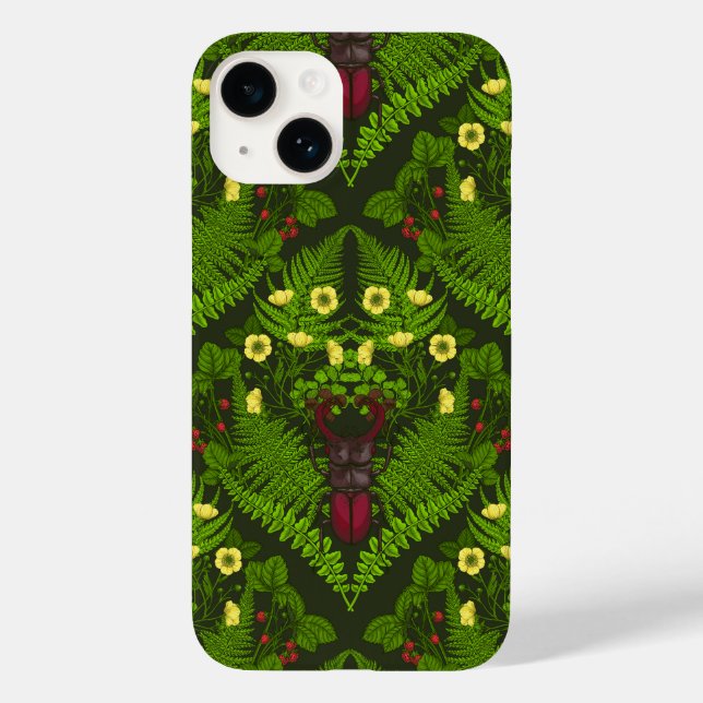 Coques Case-Mate iPhone Dendroctones et fougères, feuilles verts (Verso)