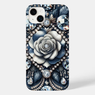Coque Pour iPhone 14 Plus Denim & Diamonds Glam Bling Bijoux Roses