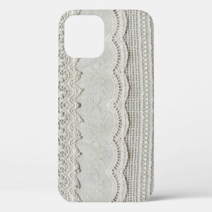 Case-Mate iPhone Case Dentelle blanche subtile, gros plan textile.