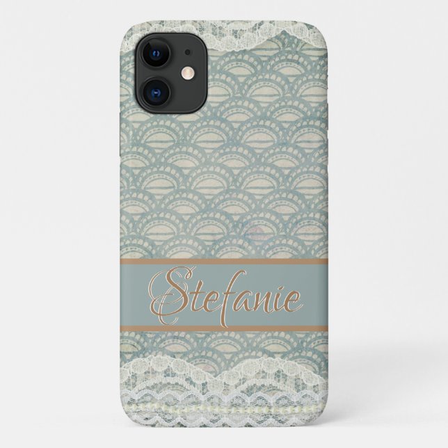 Coques Case-Mate iPhone Dentelle bleu ardoise II (Dos)