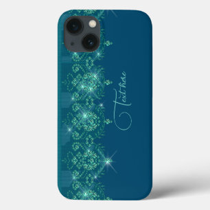 Case-Mate iPhone Case dentelle bleue turquoise élégante étincelle