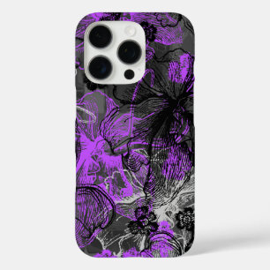 Coques iPhone 16 Pro Dentelle de Wahin Orchidée hawaïenne Noire