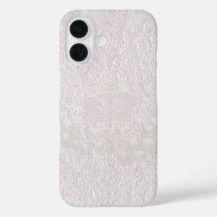 Coque Pour iPhone 16 Dentelle décorative rose sur fond blanc