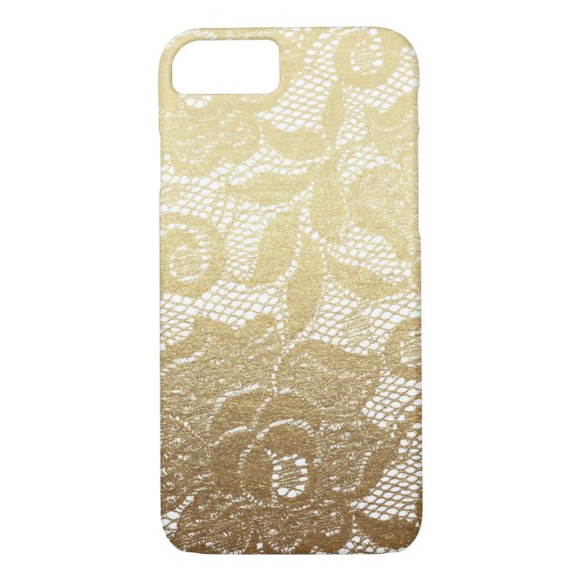 Coques Case-Mate iPhone Dentelle florale Gold & White Faux (Dos)