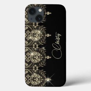 Case-Mate iPhone Case Dentelle noire et or élégant éclat