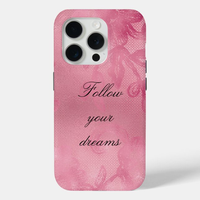 Coques Case-Mate iPhone Dentelle rose chic (Verso)