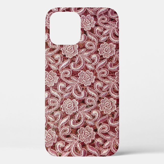 Coques Case-Mate iPhone Dentelle rose, motif de roses anciennes. (Verso)