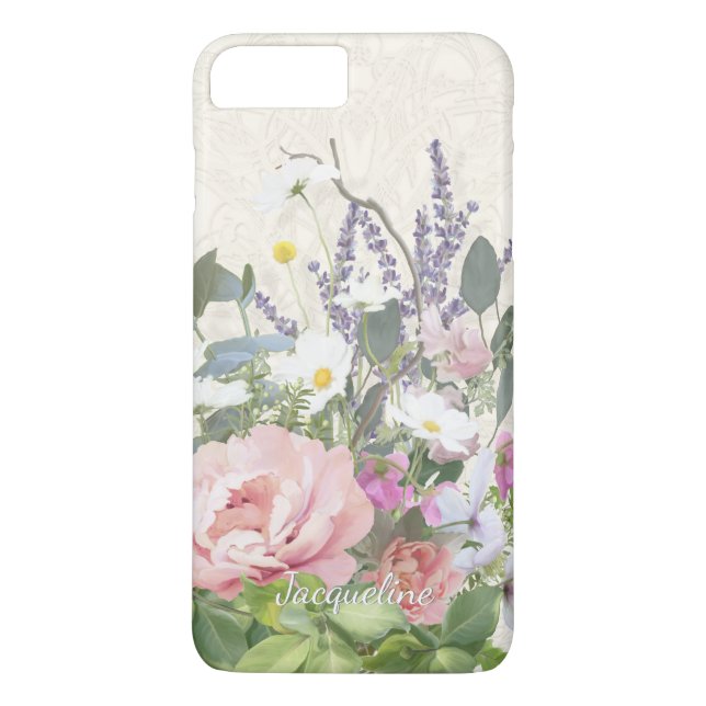 Coques Case-Mate iPhone Dentelle rose pivoine Floral w Fleurs sauvages Pei (Dos)