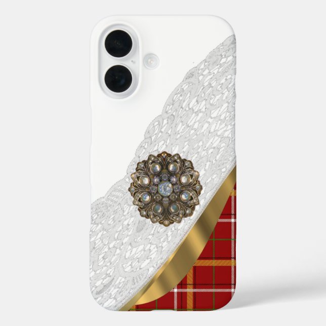 Coques Case-Mate iPhone Dentelle rouge tartan (Verso)