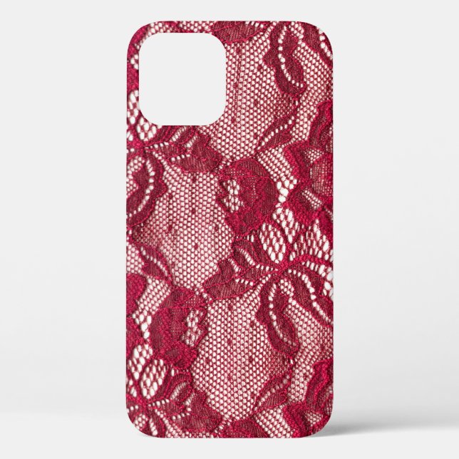 Coques Case-Mate iPhone Dentelle rouge : textile jacquard élastique. (Verso)