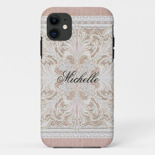 Coque iPhone 11 Dentelle rustique w âge Linge Vintage Pays Éléganc