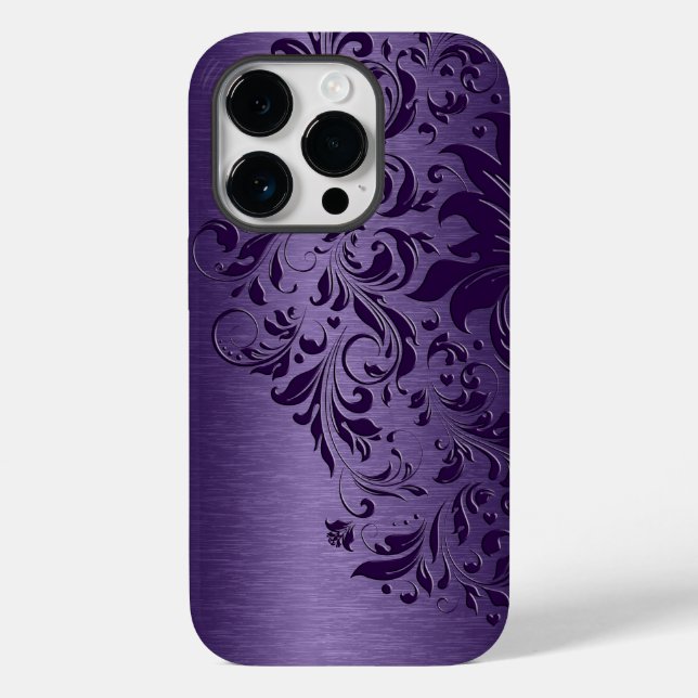 Coques Case-Mate iPhone Dentelle violette en aluminium brossé métallisé vi (Verso)