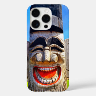 iPhone 16 Pro Case Dents totem en bois rire visage photo audacieuse