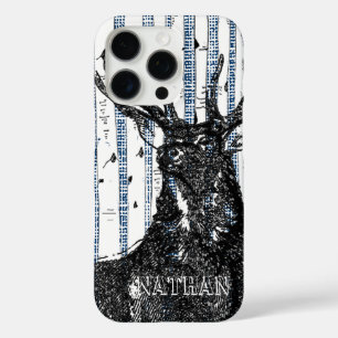 iPhone 16 Pro Case Der/Stag Birch Tree lin Votre nom ou citation