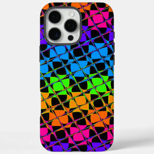 iPhone 16 Pro Max Case Dernier Edgy Colorful À damiers Rainbow Motif
