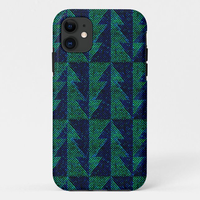 Coques Case-Mate iPhone Des arbres de Noël bleus et verts. (Dos)