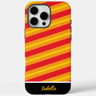 Coques iPhone 16 Pro Max Des bandes jaunes et rouges en gras créent de l'én