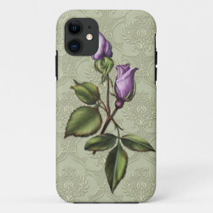 Coques Pour iPhone Des boutons de rose #2 damassé verte iPhone5