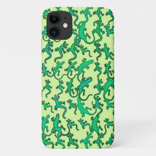 Case-Mate iPhone Case Des lézards verts sur un arrière - plan vert citro