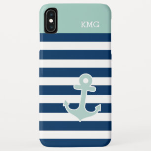 Case-Mate iPhone Case Des monogrammes de Ancre mignonne dans la marine b