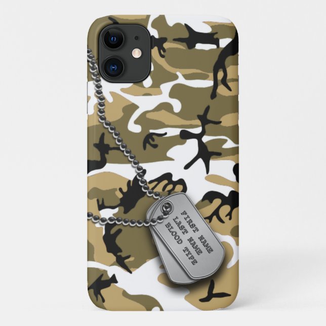 Coques Case-Mate iPhone Désert Camo avec des étiquettes de chien (Dos)