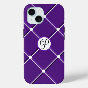Coque Pour iPhone 15 Design à rayures violettes et blanches Fancy P ini