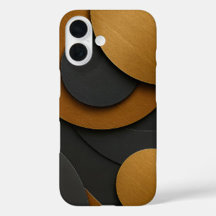 Coque Pour iPhone 16 Design abstrait géométrique noir et or de luxe