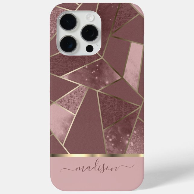 Coques Case-Mate iPhone Design Abstrait rose et Rose or (Verso)