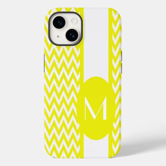 Coques Case-Mate iPhone Design Chevron élégant citron avec monogramme (Verso)