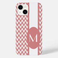 Design Chevron rose élégant avec monogramme