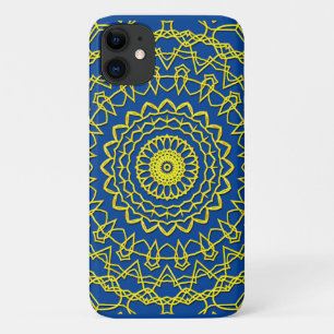 Case-Mate iPhone Case Design circulaire couleur or en dentelle sur bleu