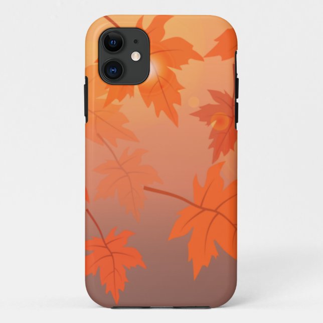 Coques Case-Mate iPhone Design d'automne avec feuilles d'érable et effet b (Dos)