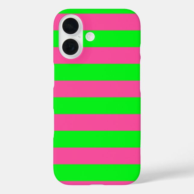 Coques Case-Mate iPhone Design de bandes rose et verte (Verso)