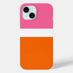 Coque Pour iPhone 15 Design de bloc de couleur rose blanc orange clair