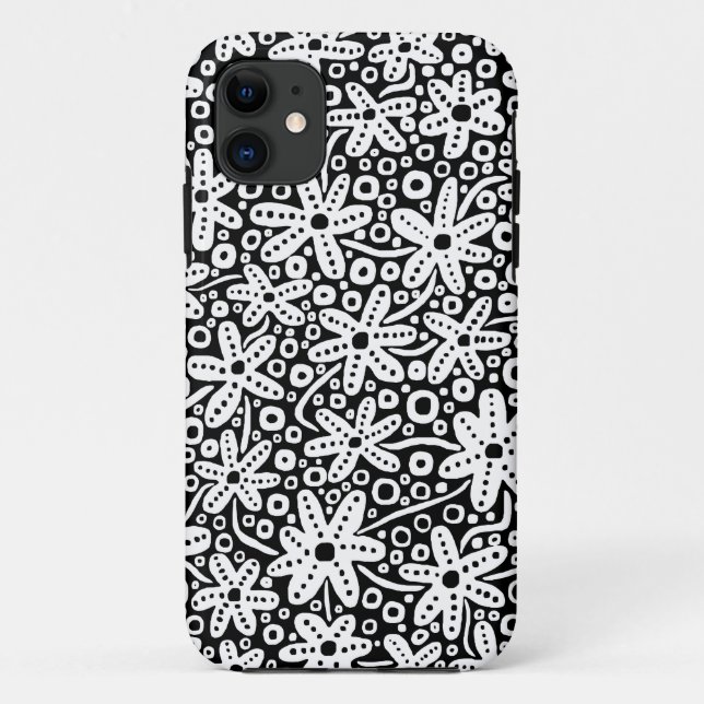 Coques Case-Mate iPhone Design de fleurs - Blanc sur Noir.pdf (Dos)