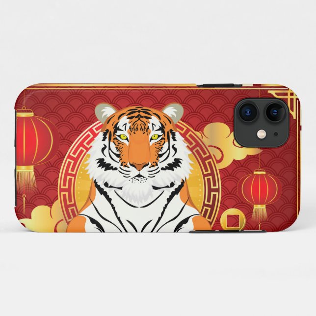 Coques Case-Mate iPhone Design de la nouvelle année chinoise avec tiger (Dos (Horizontal))