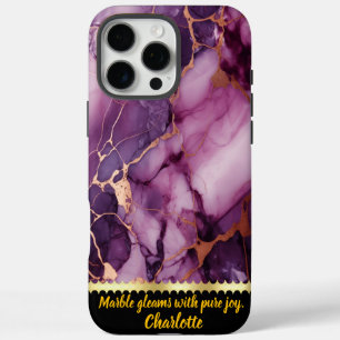 Coques iPhone 16 Pro Max Design de marbre violet superbe aux accents dorés