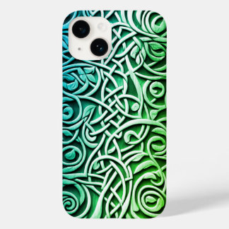 Coque Pour iPhone 14 Design de noeud vert sculpté 3D celtique