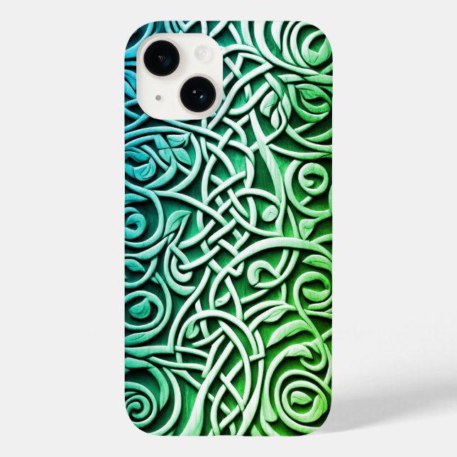 Coques Case-Mate iPhone Design de noeud vert sculpté 3D celtique (Verso)