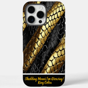 Coques iPhone 16 Pro Max Design de peau de serpent noir et or