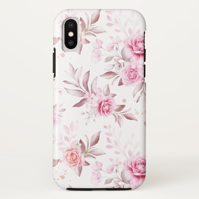 Coques Case-Mate iPhone Design élégant de fleurs roses (Dos)