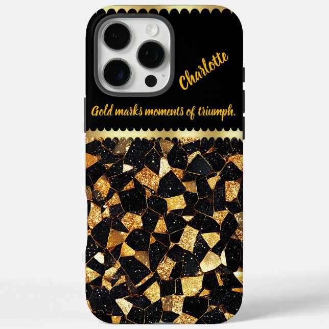 Coques Case-Mate iPhone Design élégant en marbre noir et or (Verso)
