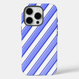 Coques iPhone 16 Pro Design en bande en bleu et blanc