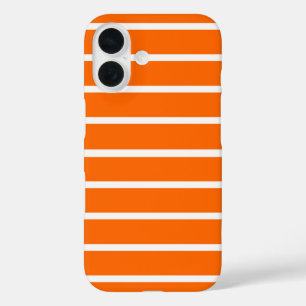 Coque Pour iPhone 16 Design en bandes orange et blanc