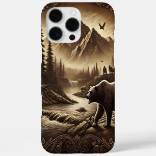 Coques iPhone 16 Pro Max Design en cuir Ours par rivière